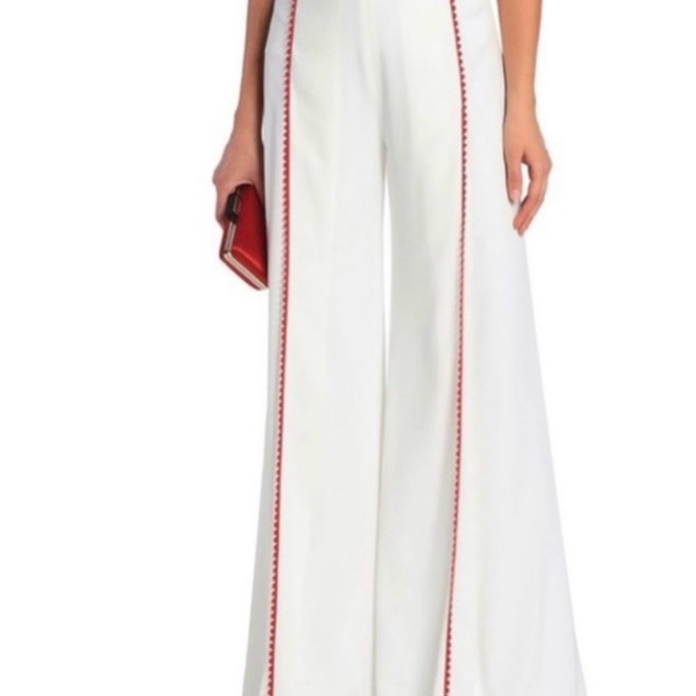nwt Galvan London white crepe pants with red trim. Chan Chan.  Size 10. Side zip